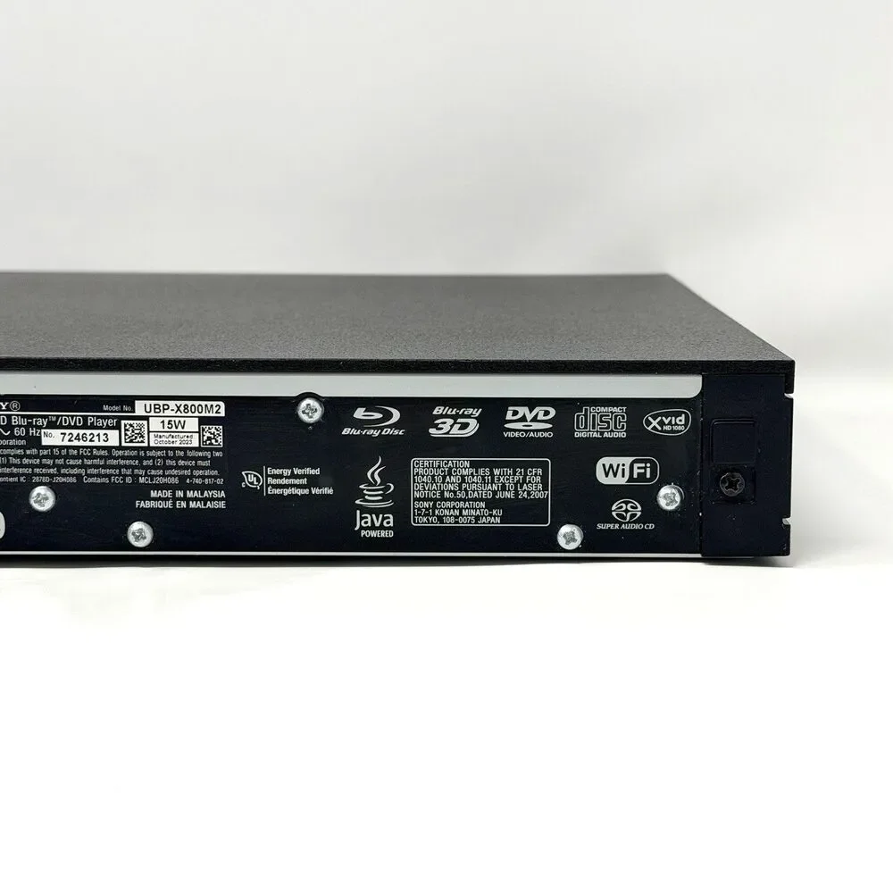 Sony UBP-X800M2 4K 2160p Blu Ray DVD Player Region A HDMI No Remote Tested Black